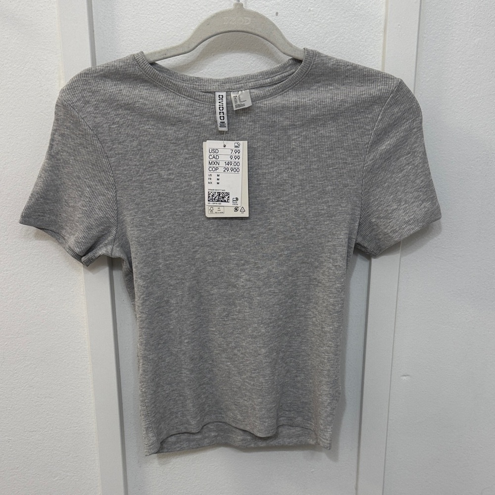 Gray Ribbed H&M T-Shirt - Picture 2 of 4